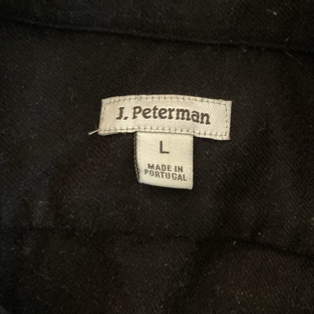 Vtg J Peterman Flannel Button Up Shirt Mens Large Black Made in Portugal - Picture 5 of 8